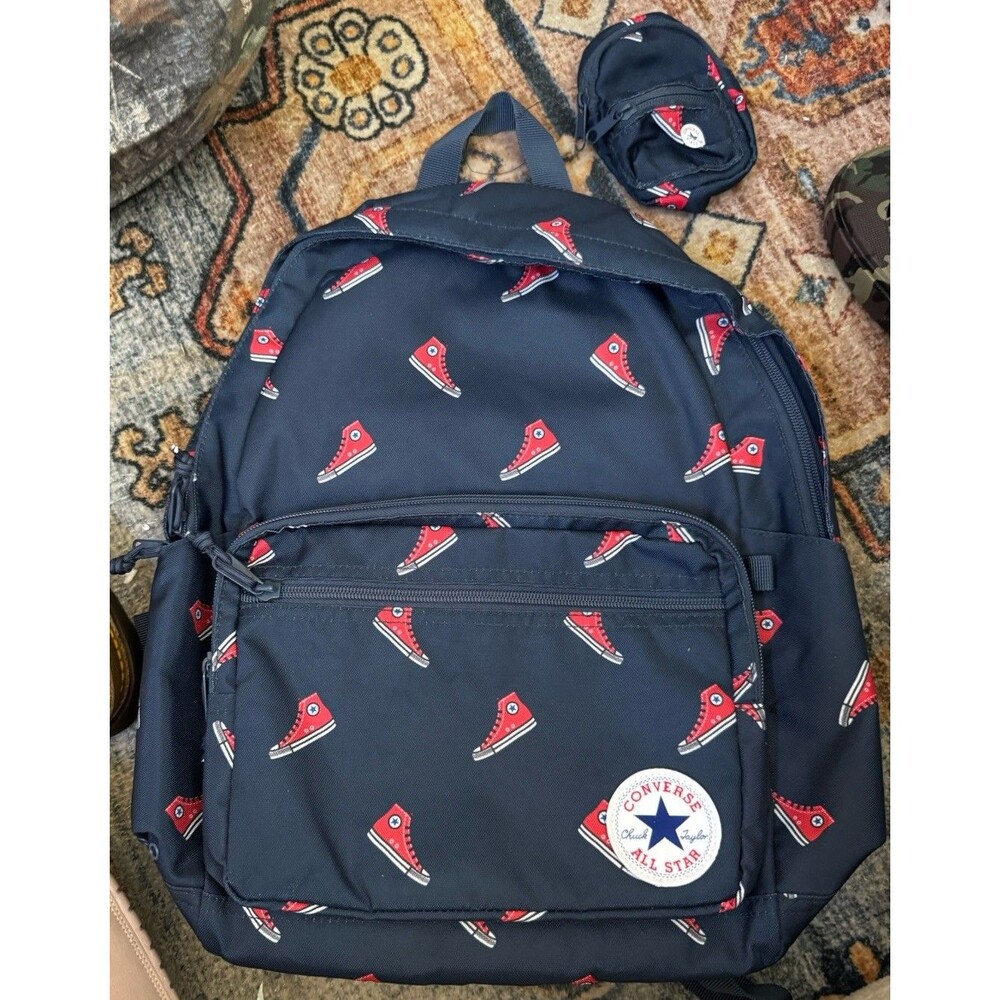 Converse Chuck Taylor All Star Unisex Kids Backpack Navy/Red Zip Outer Pockets